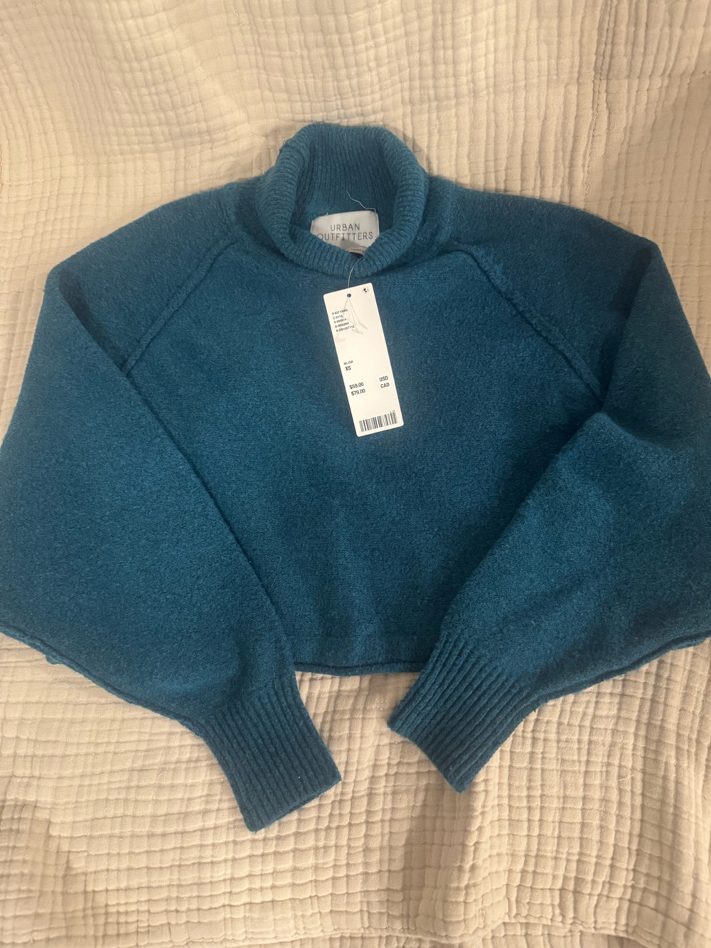 Urban Outfitters Teal Turtleneck Cropped Sweater -women’s